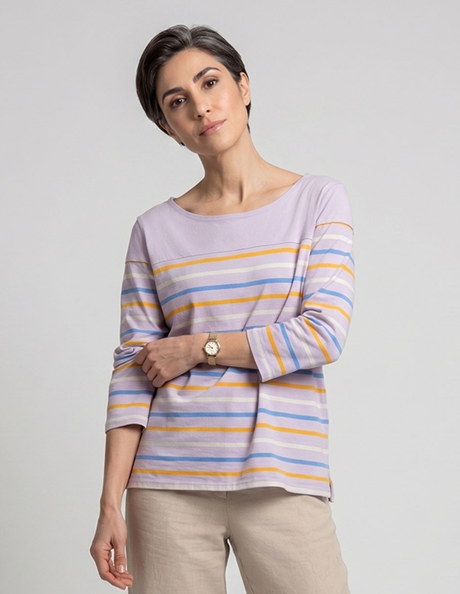 Playera manga larga cuello ojal para mujer 1