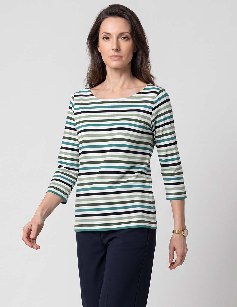 Playera manga 3/4 cuello redondo para mujer