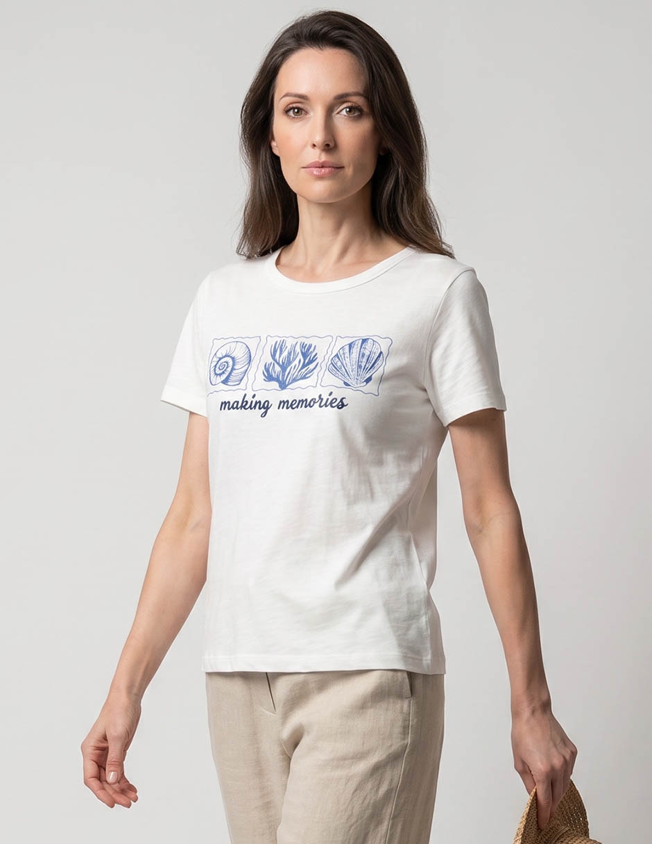 Playera manga corta cuello redondo para mujer