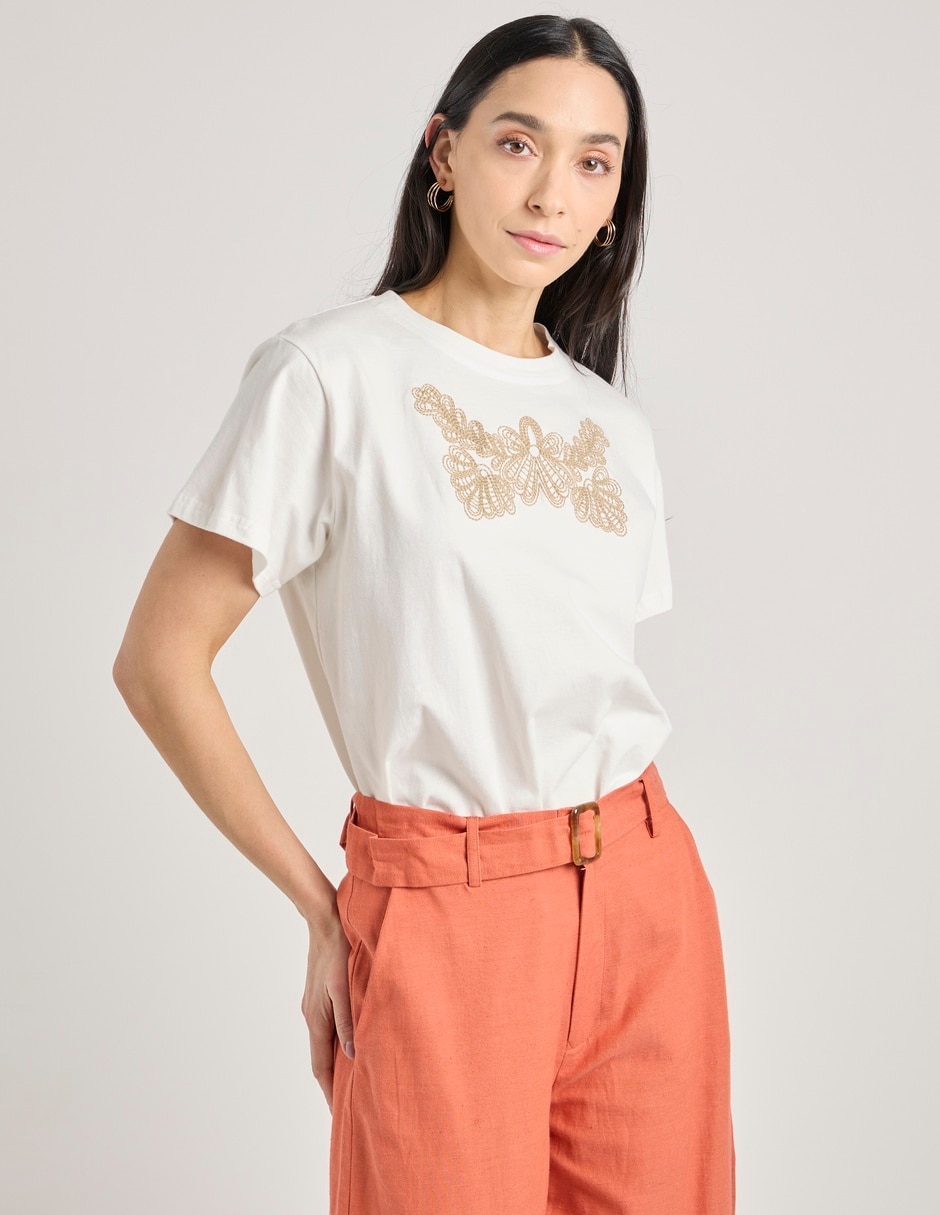 Playera manga corta cuello redondo para mujer Playera manga corta cuello redondo para mujer