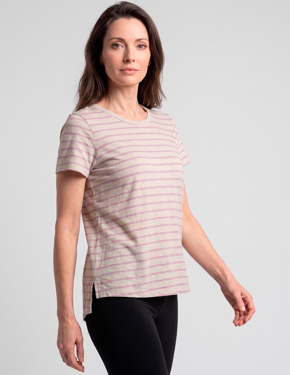Playera manga corta cuello redondo para mujer