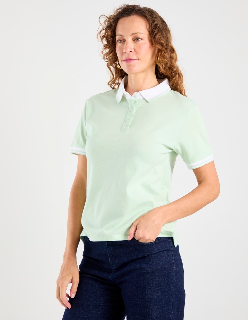 Playera manga corta cuello polo para mujer 2