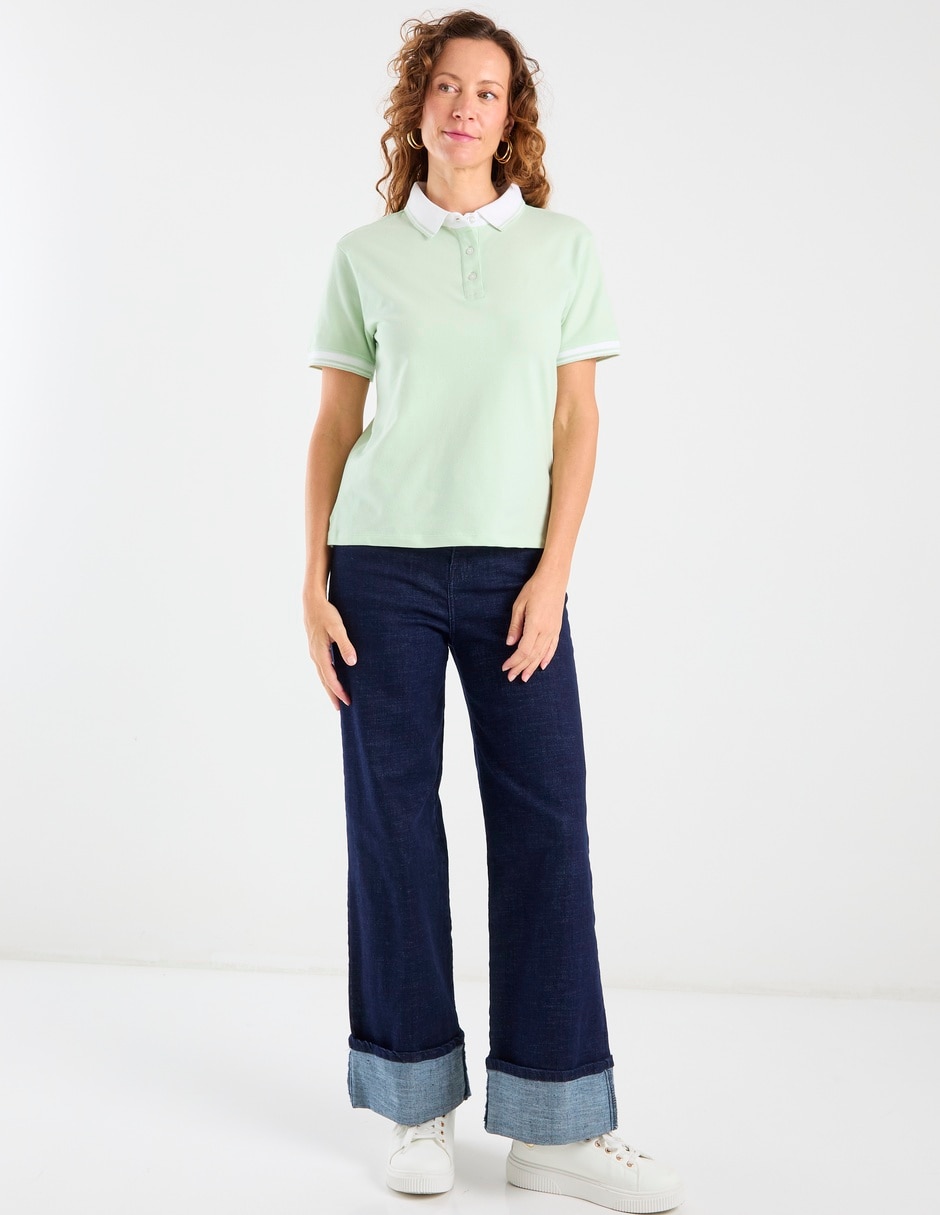 Playera manga corta cuello polo para mujer 3