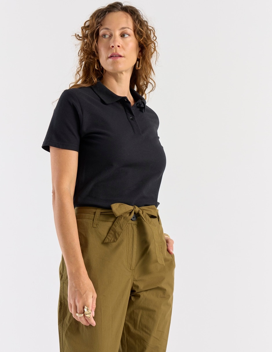 Playera manga corta cuello polo para mujer