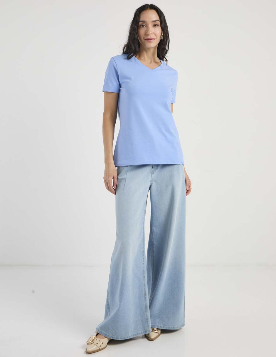 Playera manga corta cuello V para mujer 3
