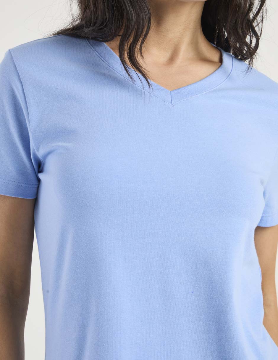 Playera manga corta cuello V para mujer 5