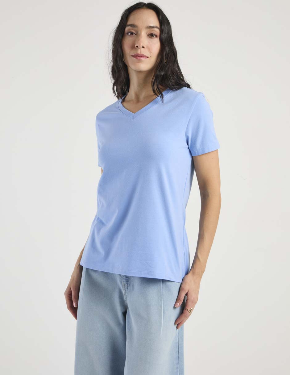Playera manga corta cuello V para mujer Playera manga corta cuello V para mujer