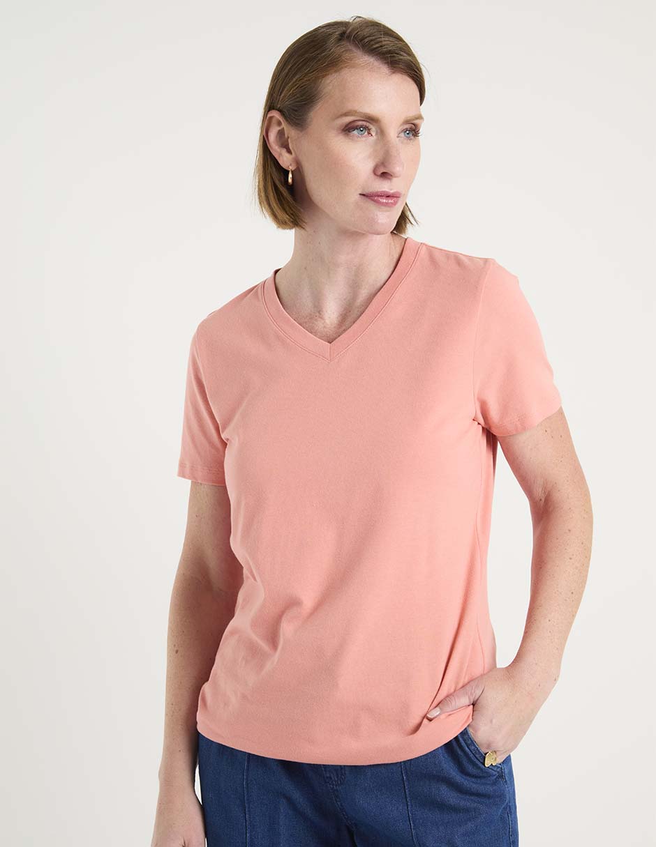 Playera manga corta cuello V para mujer Playera manga corta cuello V para mujer