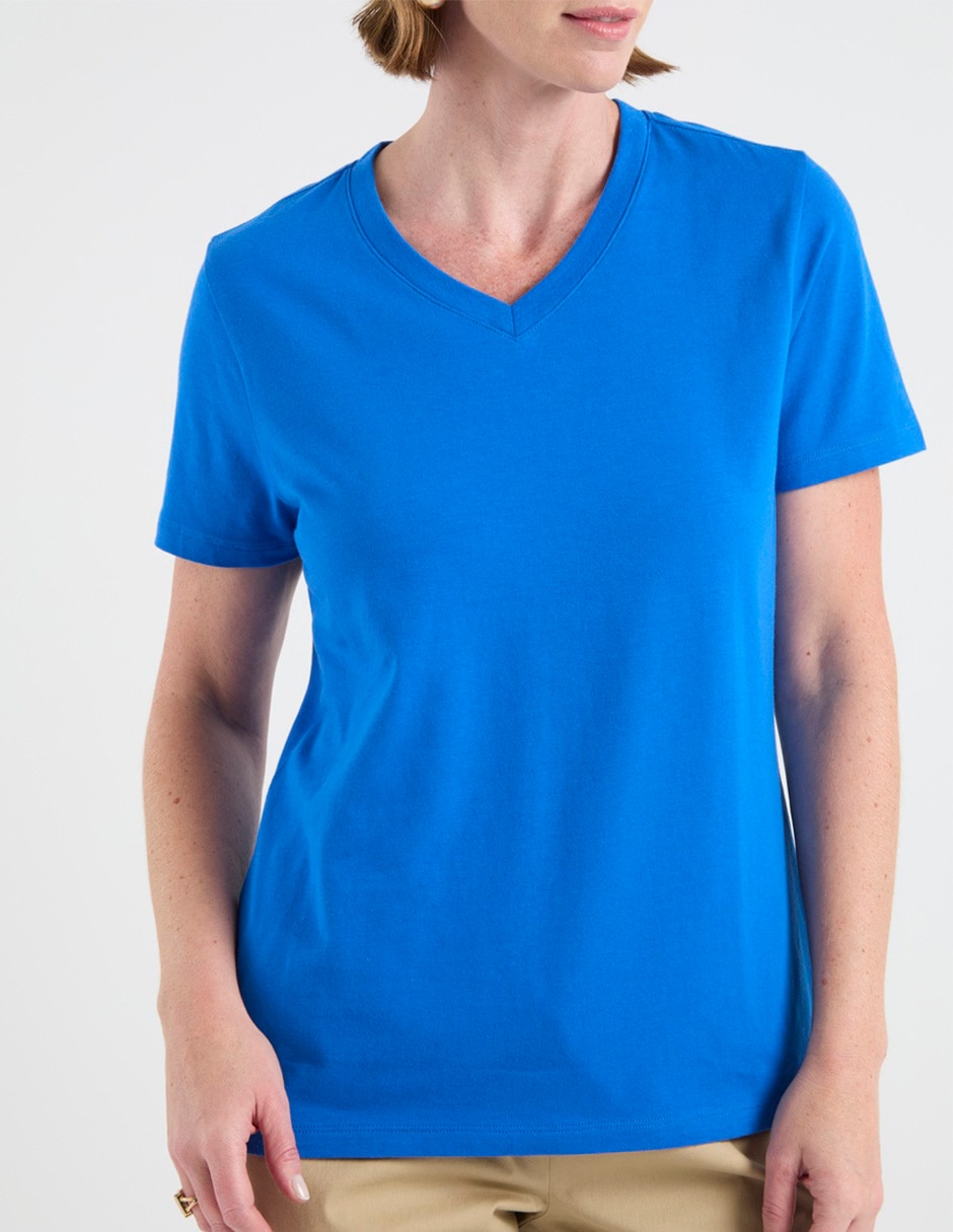 Playera manga corta Weekend cuello V para mujer