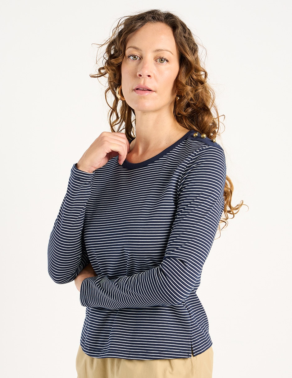 Playera manga larga Weekend cuello redondo para mujer 1