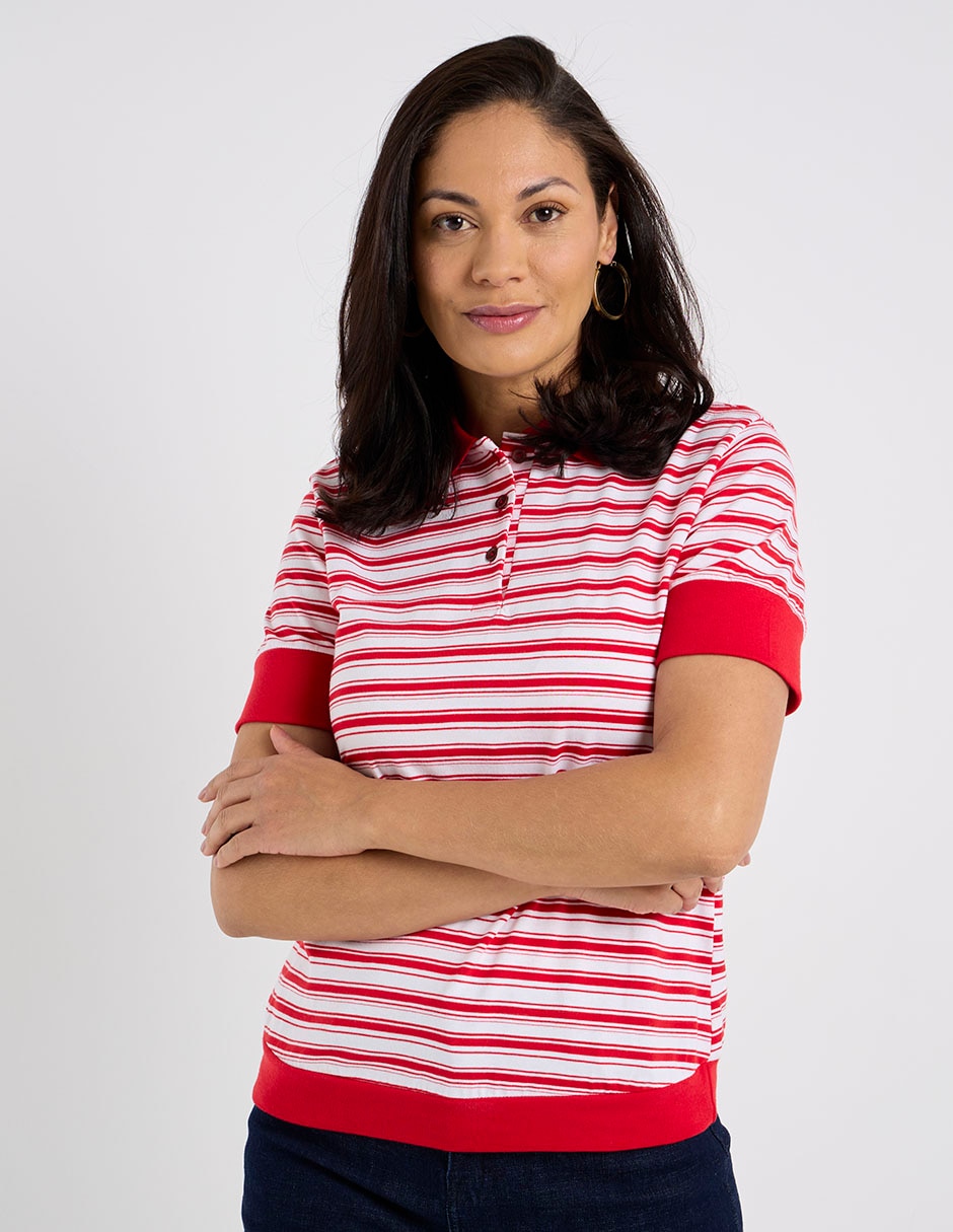 Playera manga corta cuello polo para mujer 1
