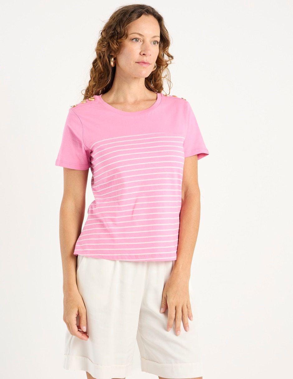 Playera manga corta cuello redondo para mujer Playera manga corta cuello redondo para mujer