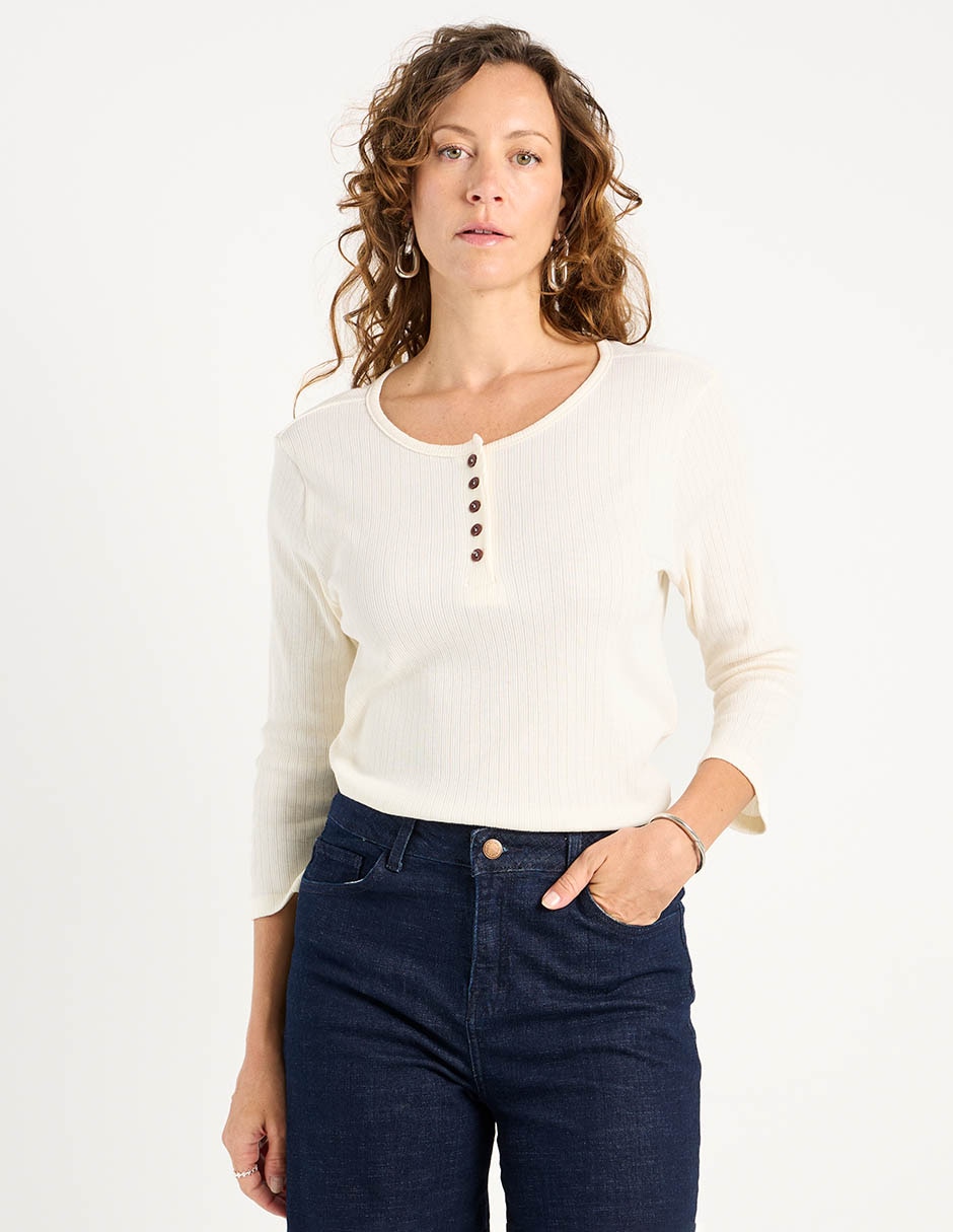Playera manga 3/4 cuello redondo para mujer 2