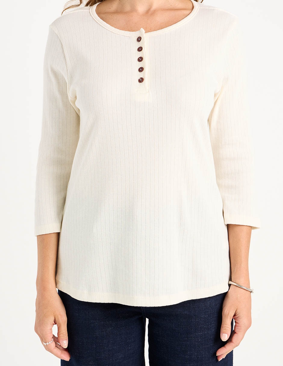 Playera manga 3/4 cuello redondo para mujer 7