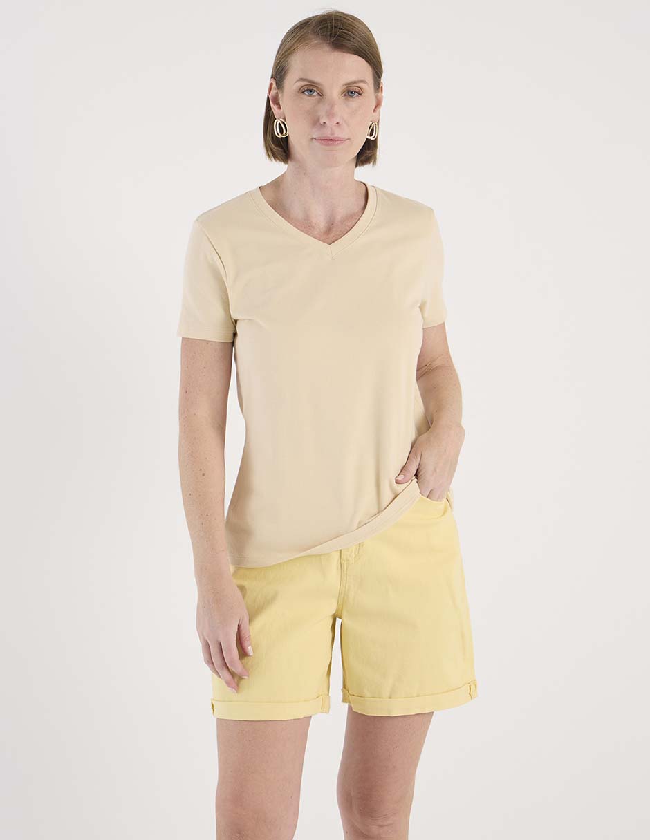 Playera manga corta Weekend cuello V para mujer