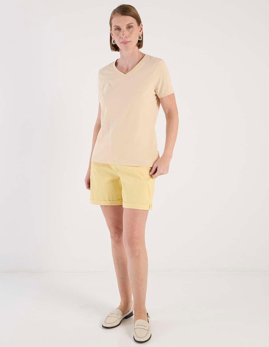 Playera manga corta Weekend cuello V para mujer