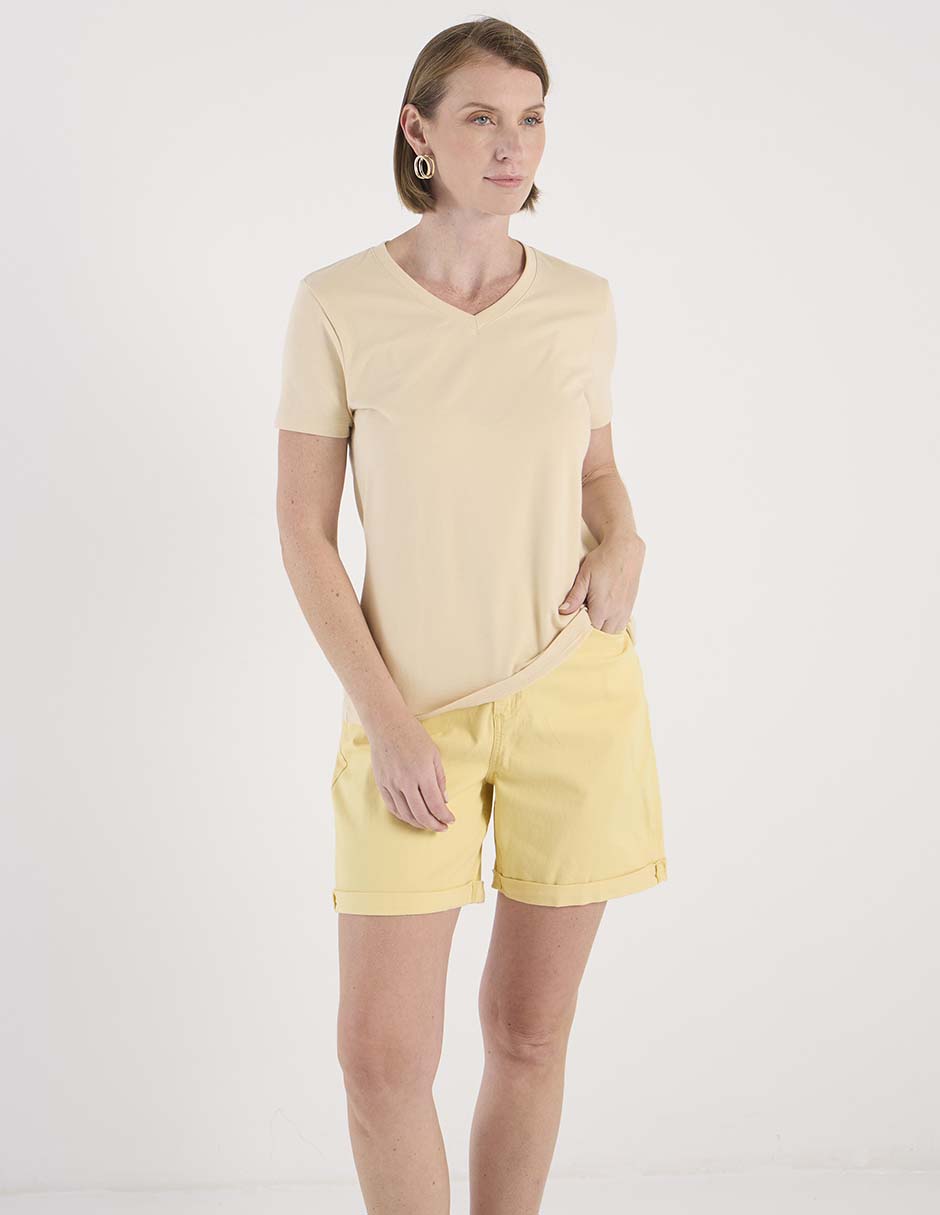 Playera manga corta cuello V para mujer Playera manga corta cuello V para mujer
