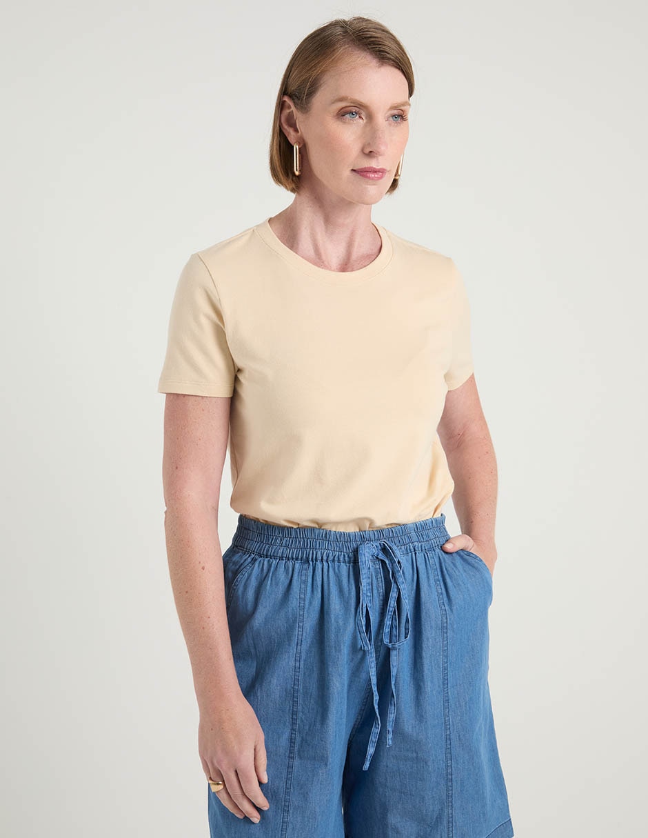 Playera manga corta cuello redondo para mujer Playera manga corta cuello redondo para mujer