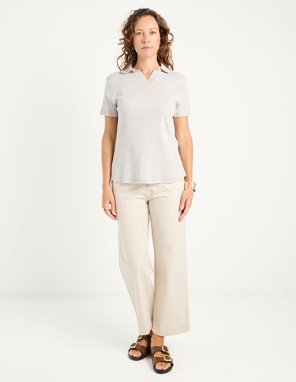 Playera manga corta cuello camisero para mujer 3