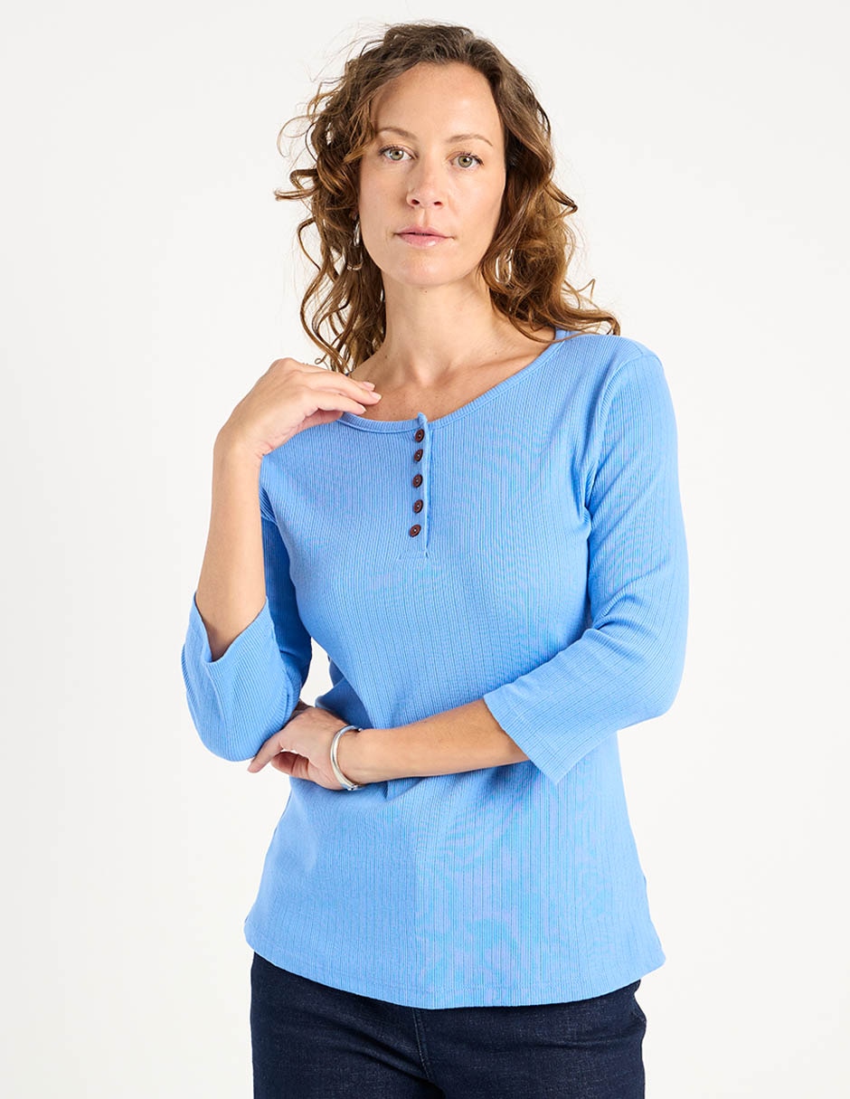 Playera manga 3/4 cuello redondo para mujer Playera manga 3/4 cuello redondo para mujer