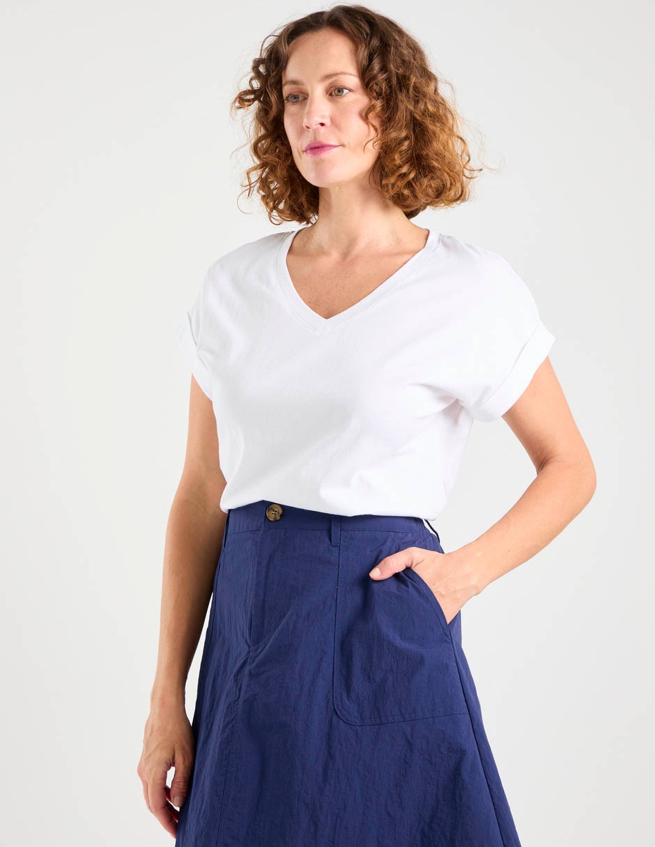Playera manga corta cuello v para mujer