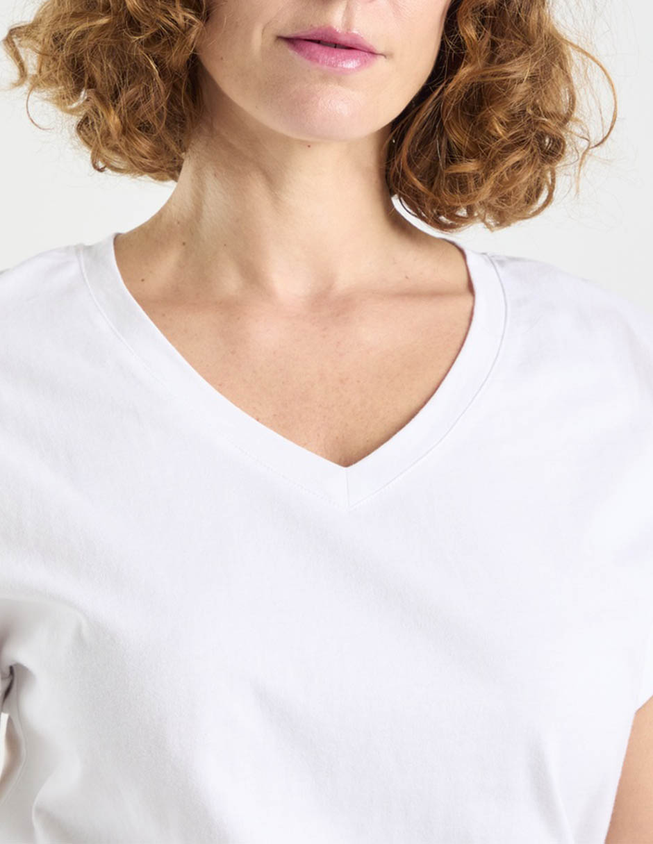 Playera manga corta cuello v para mujer 4