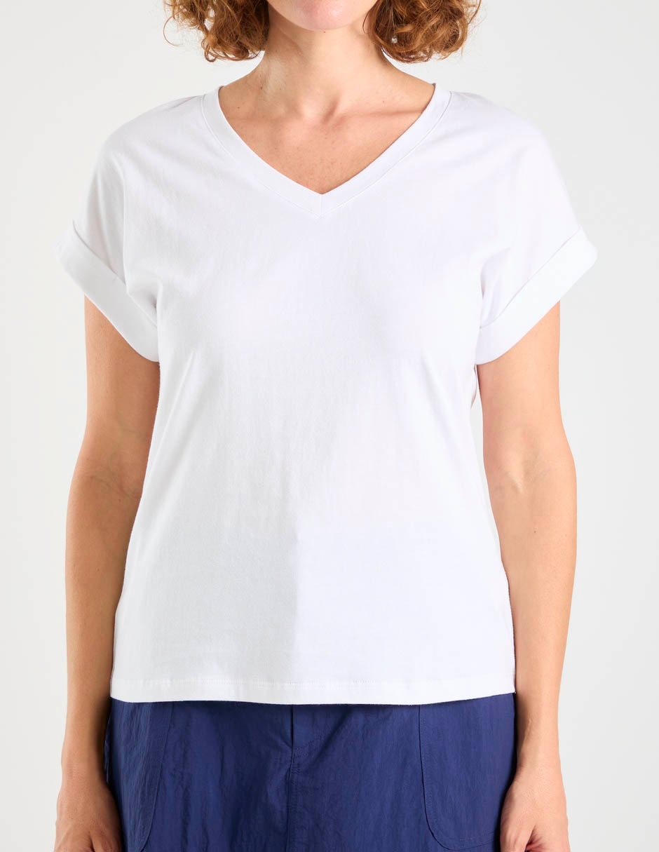 Playera manga corta cuello v para mujer 7