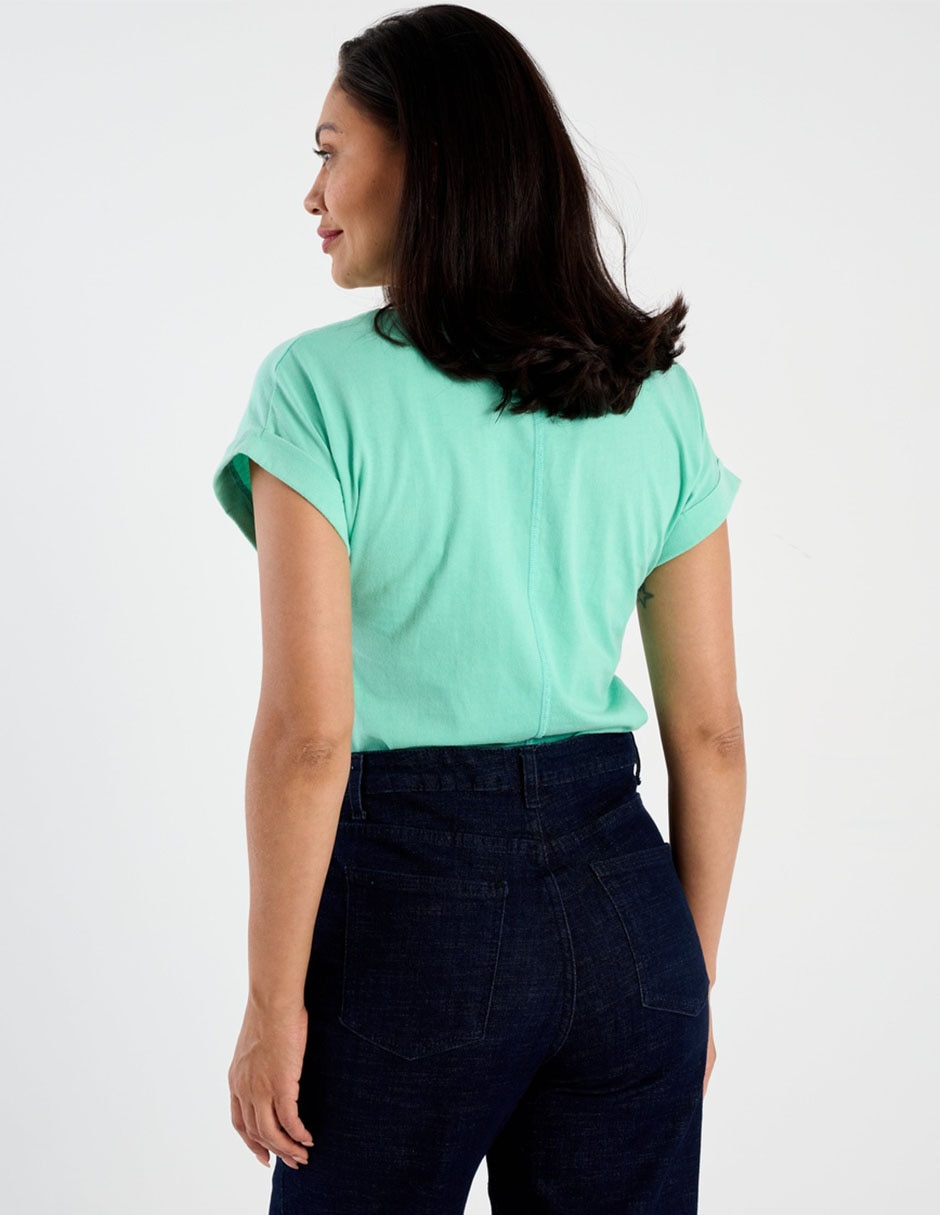 Playera manga corta Weekend cuello v para mujer