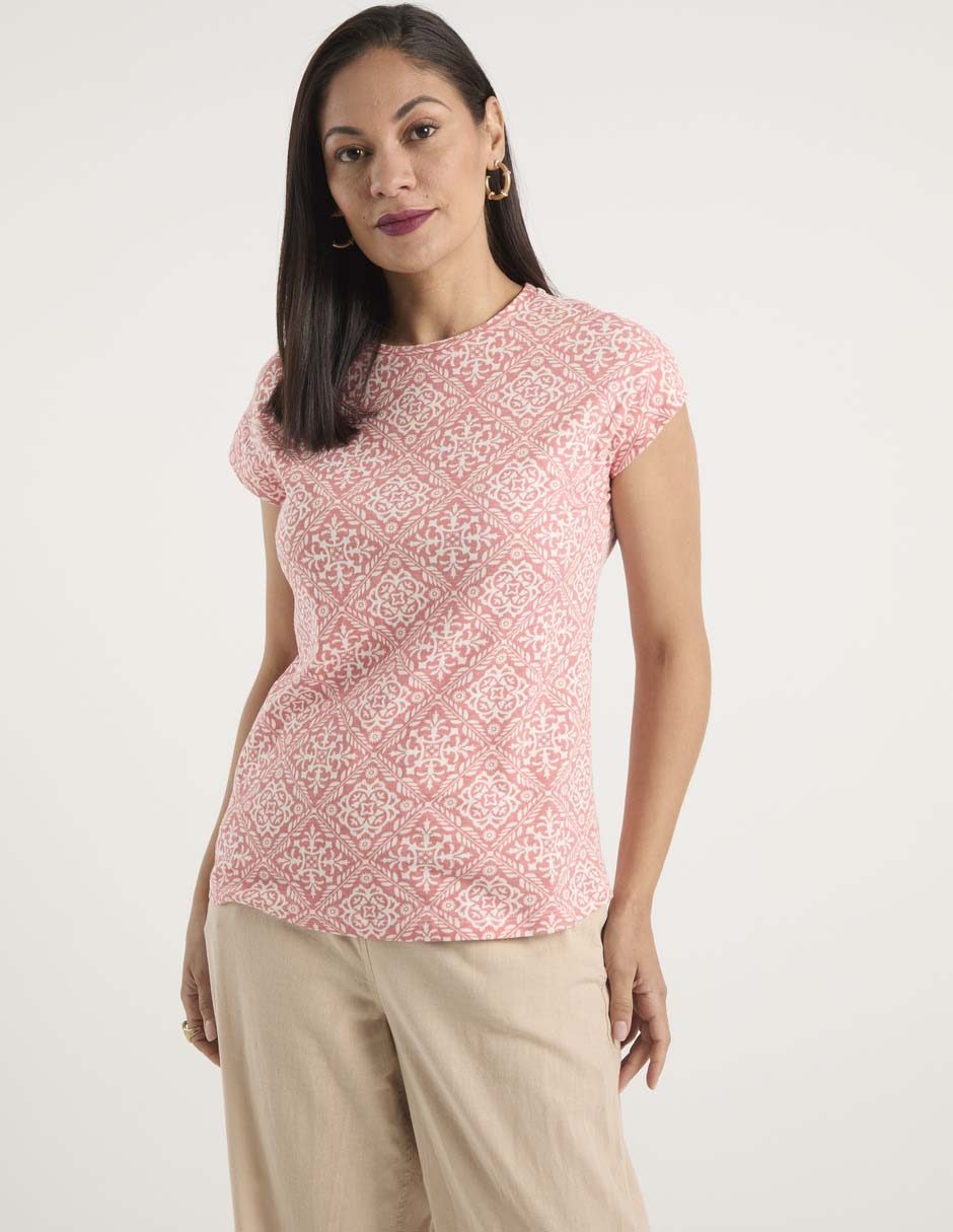 Playera manga corta cuello redondo para mujer Playera manga corta cuello redondo para mujer
