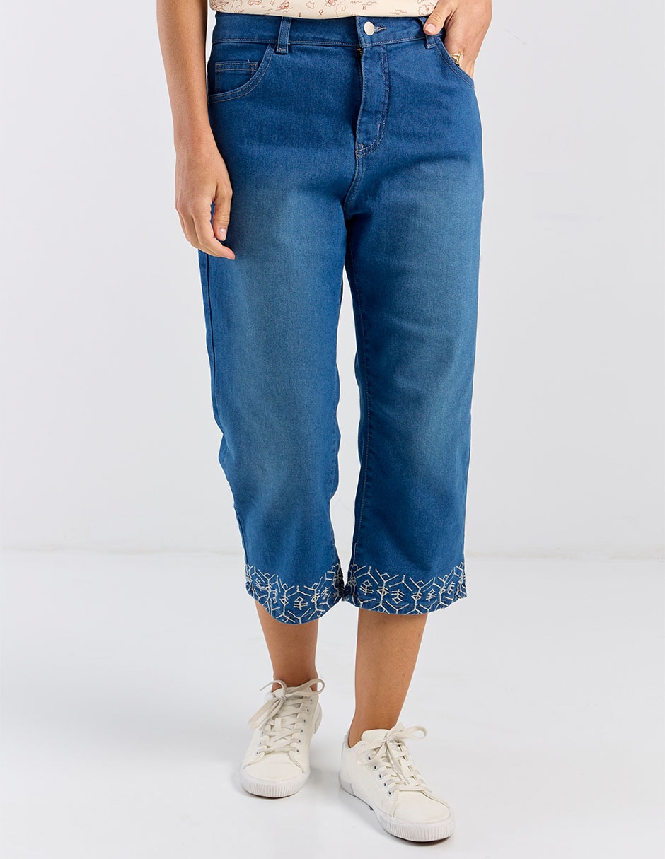 Jeans capri straight para mujer 5