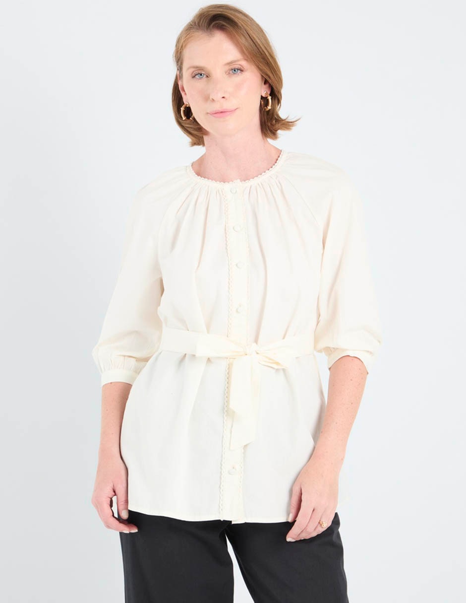 Blusa manga al codo para mujer