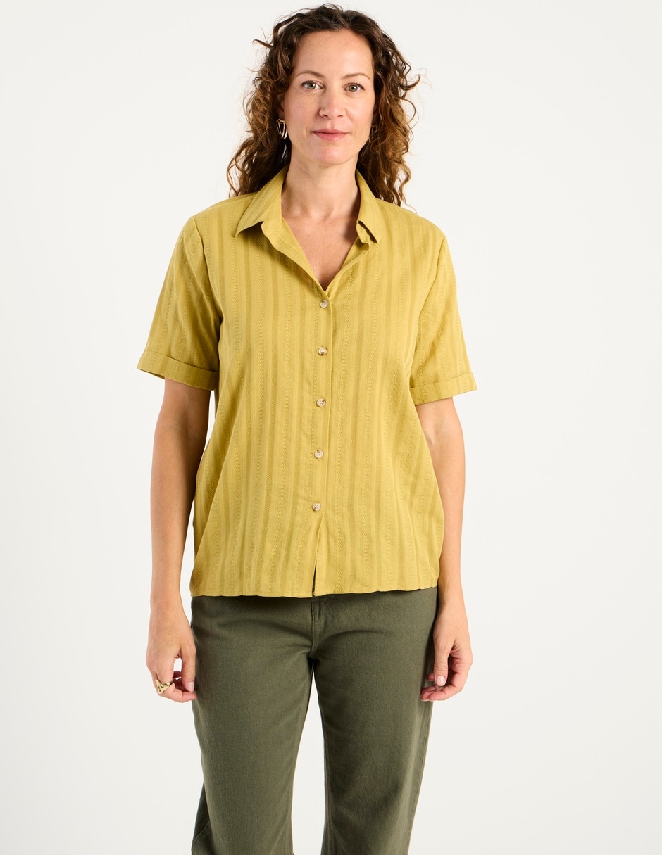 Blusa camisera manga corta para mujer