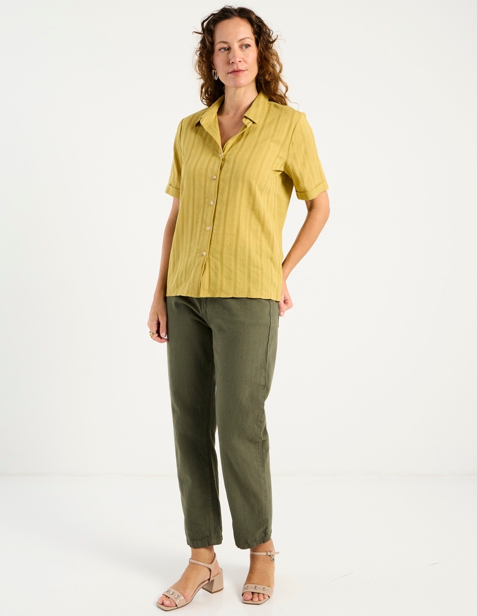 Blusa camisera manga corta para mujer 4
