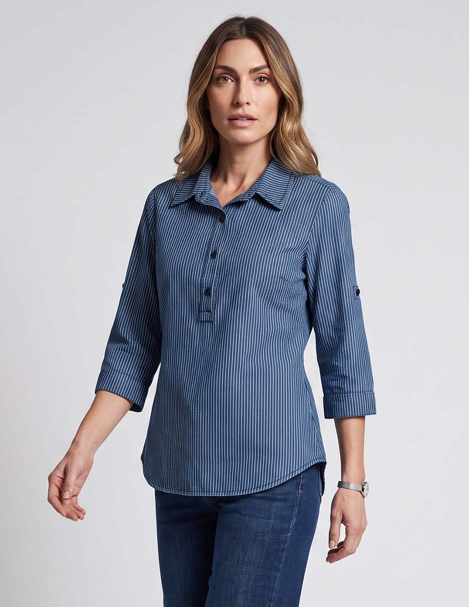 Blusa camisera manga 3/4 para mujer Blusa camisera manga 3/4 para mujer