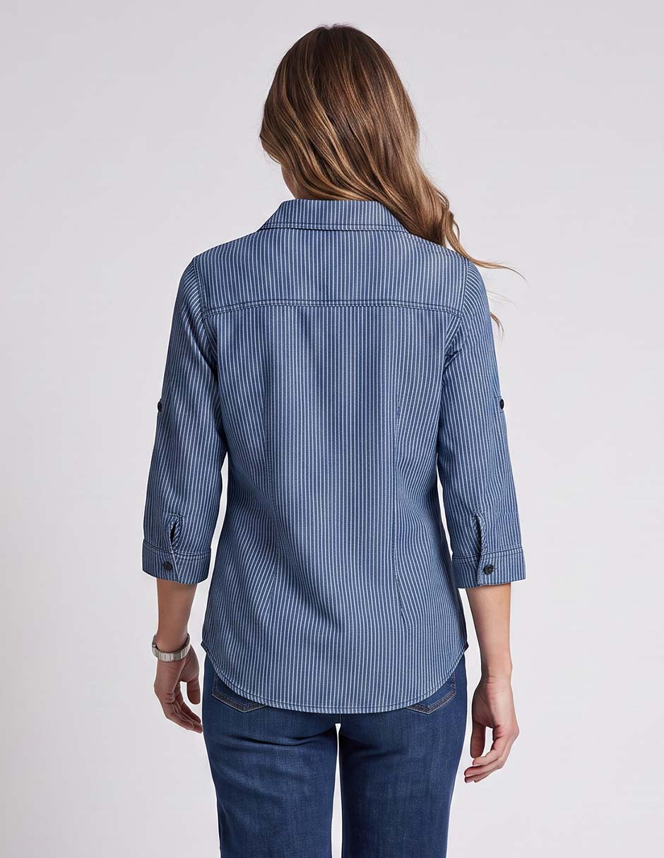 Blusa camisera manga 3/4 para mujer 2