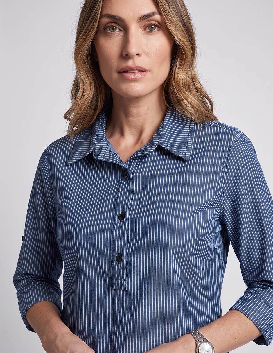 Blusa camisera manga 3/4 para mujer 3