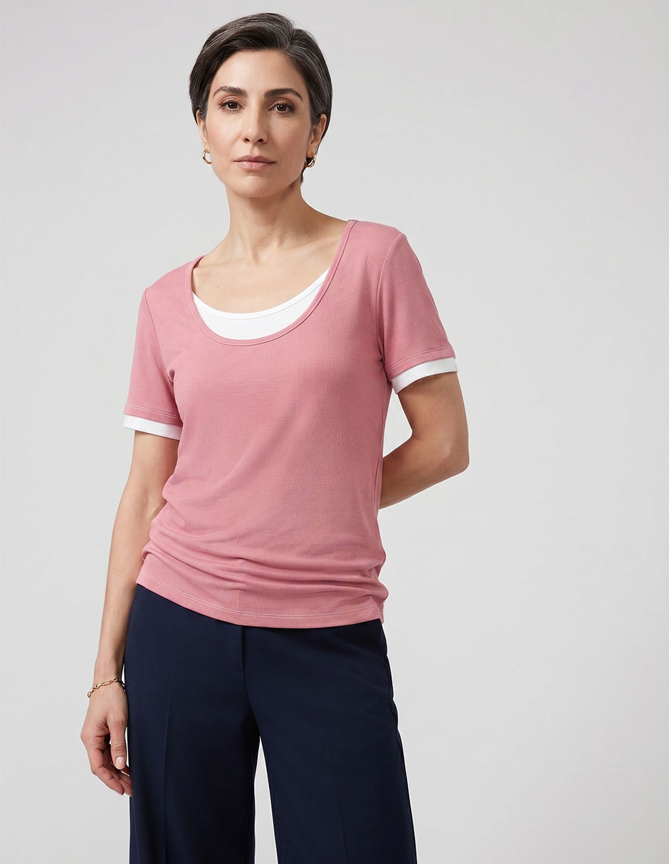 Playera manga corta cuello redondo para mujer Playera manga corta cuello redondo para mujer