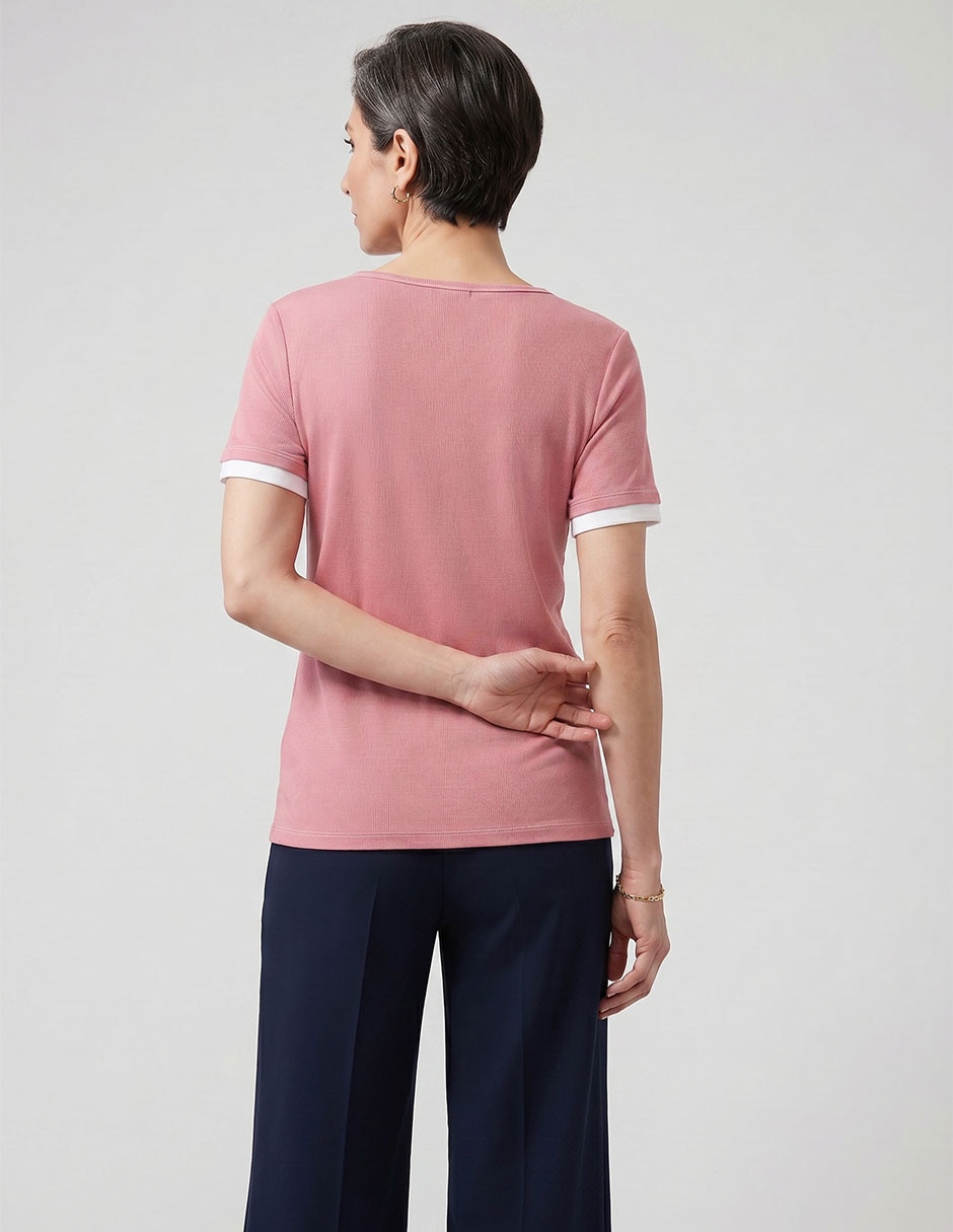 Playera manga corta cuello redondo para mujer 3