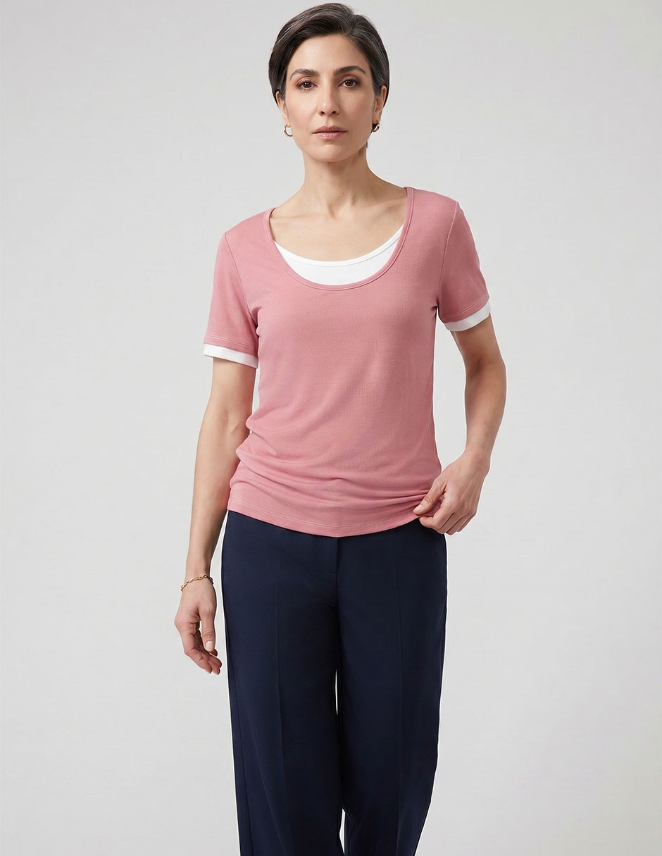 Playera manga corta cuello redondo para mujer 2
