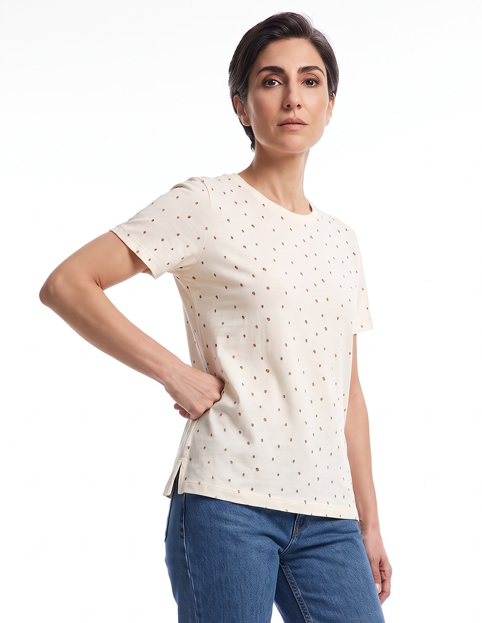 Playera manca corta cuello redondo para mujer