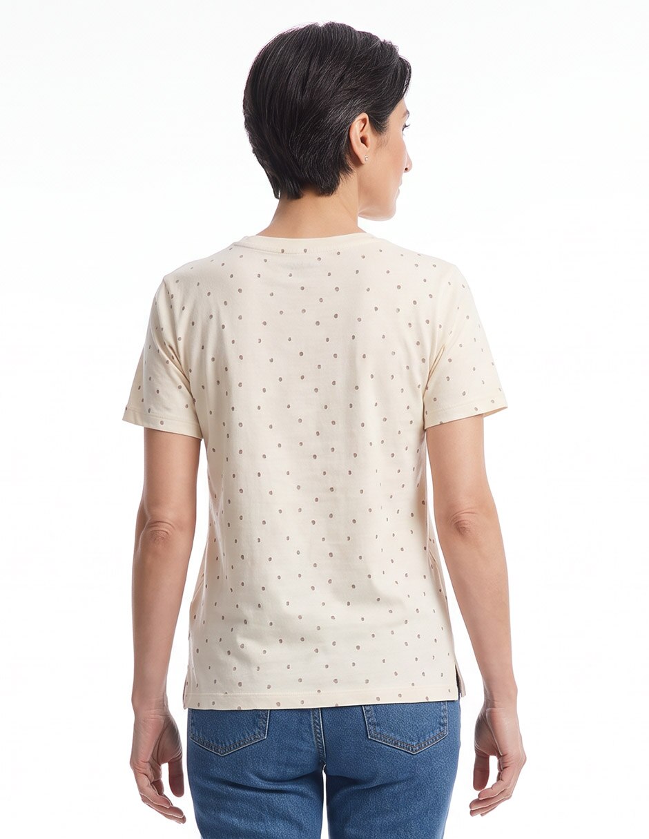 Playera manca corta cuello redondo para mujer 2