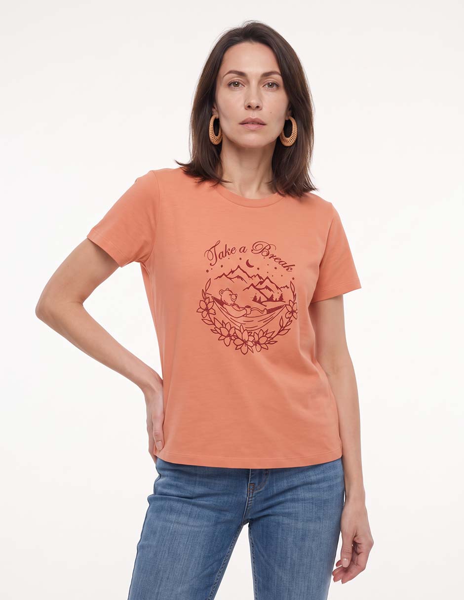 Playera manga corta cuello redondo para mujer Playera manga corta cuello redondo para mujer