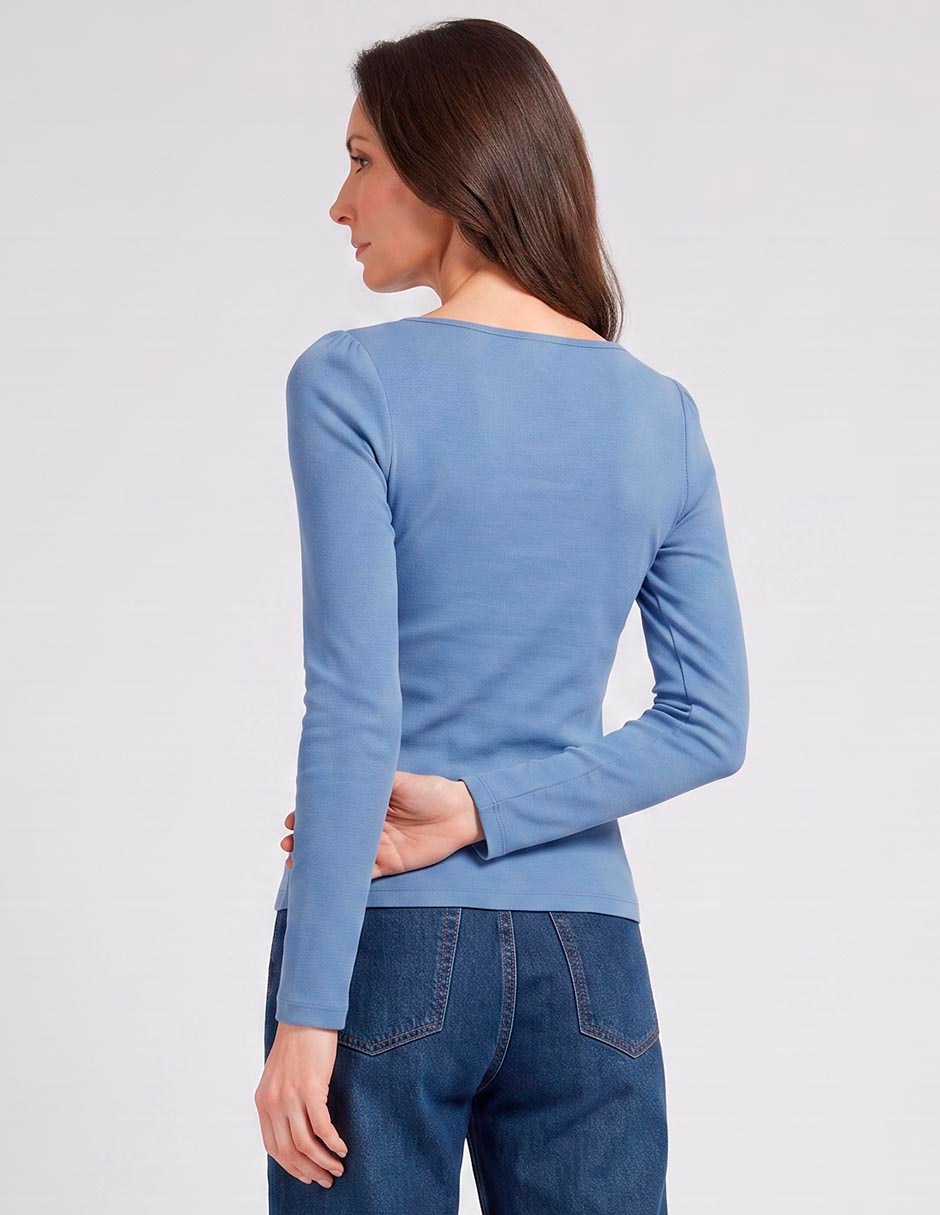 Playera manga larga cuello cuadrado mujer 2