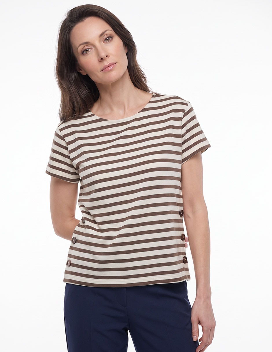 Playera manga corta cuello redondo para mujer