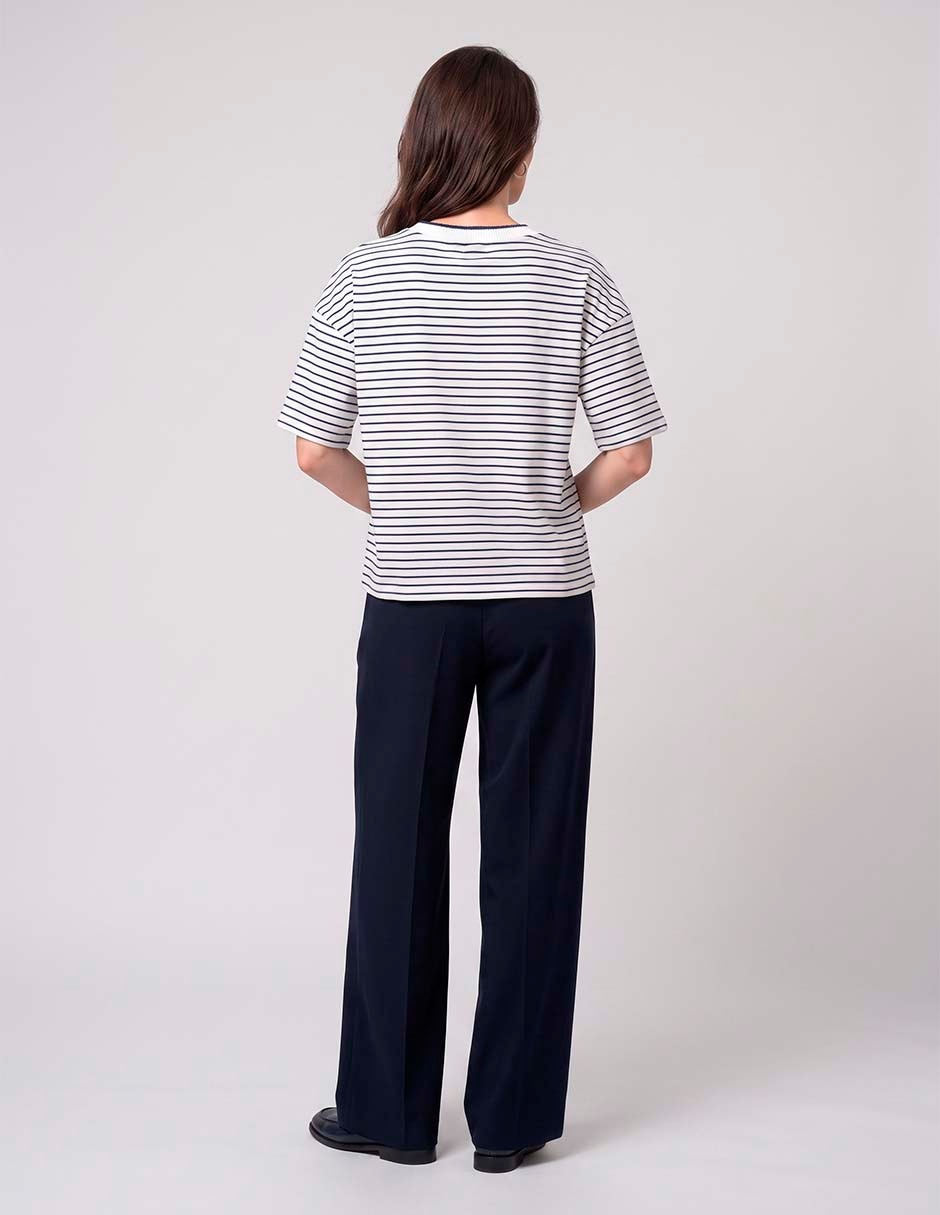 Playera manga al codo cuello V mujer 2