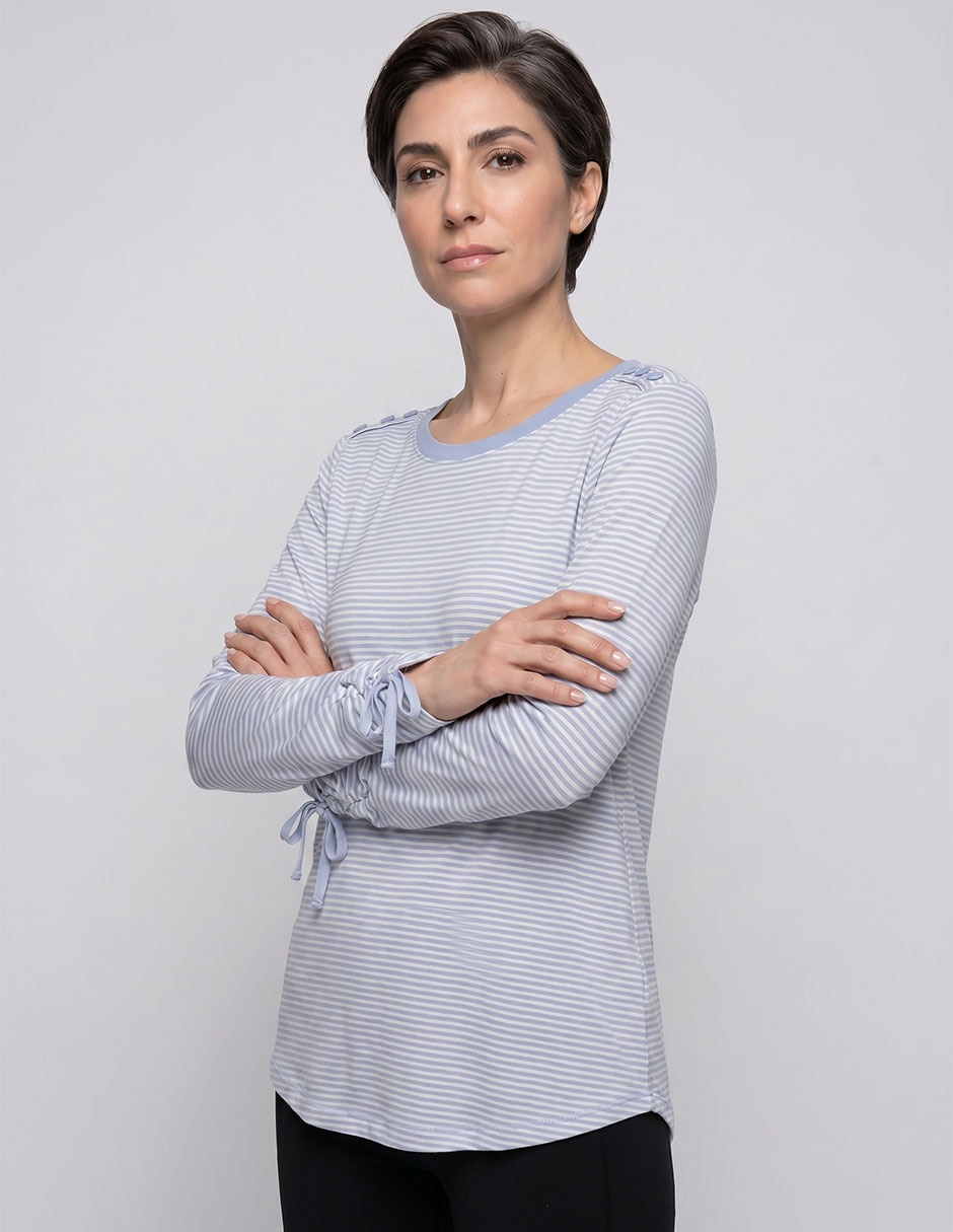 Playera manga larga cuello redondo para mujer 3