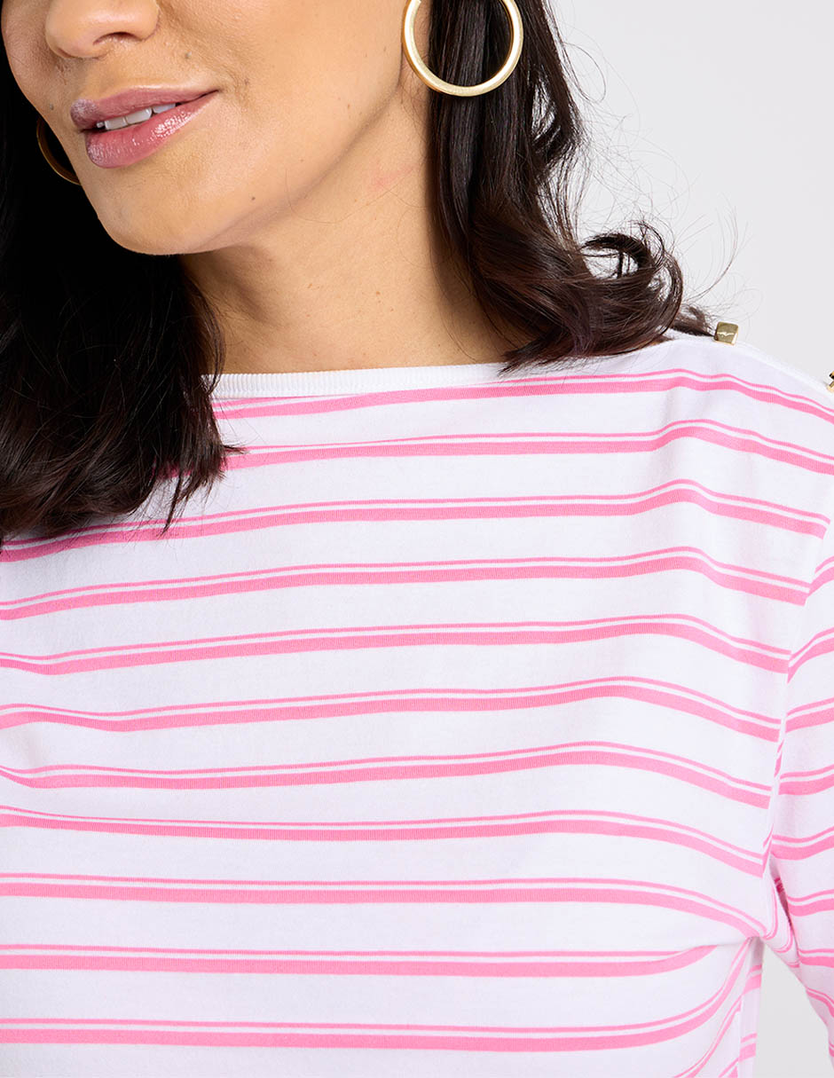 Playera manga 3/4 cuello redondo para mujer 4