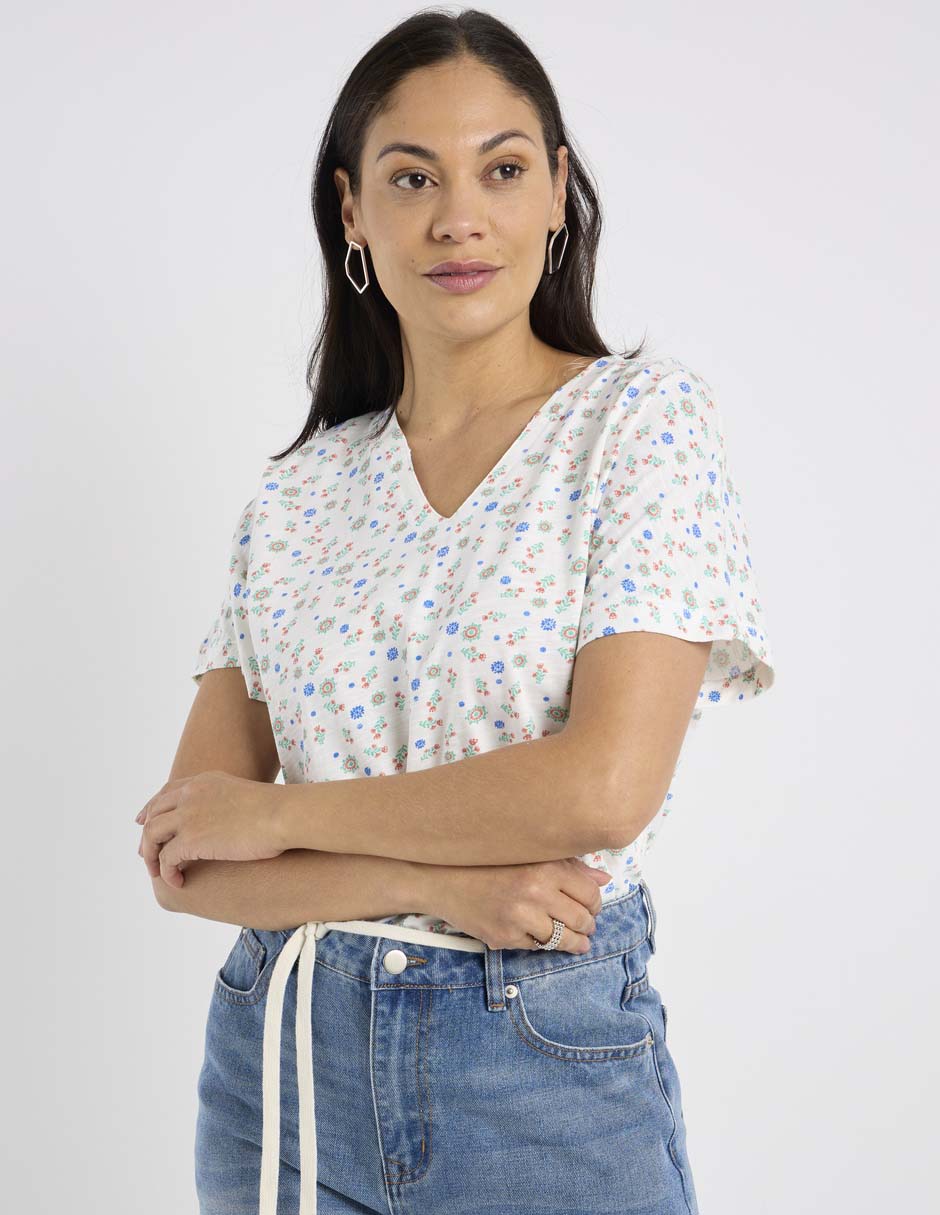 Blusa manga corta cuello v para mujer
