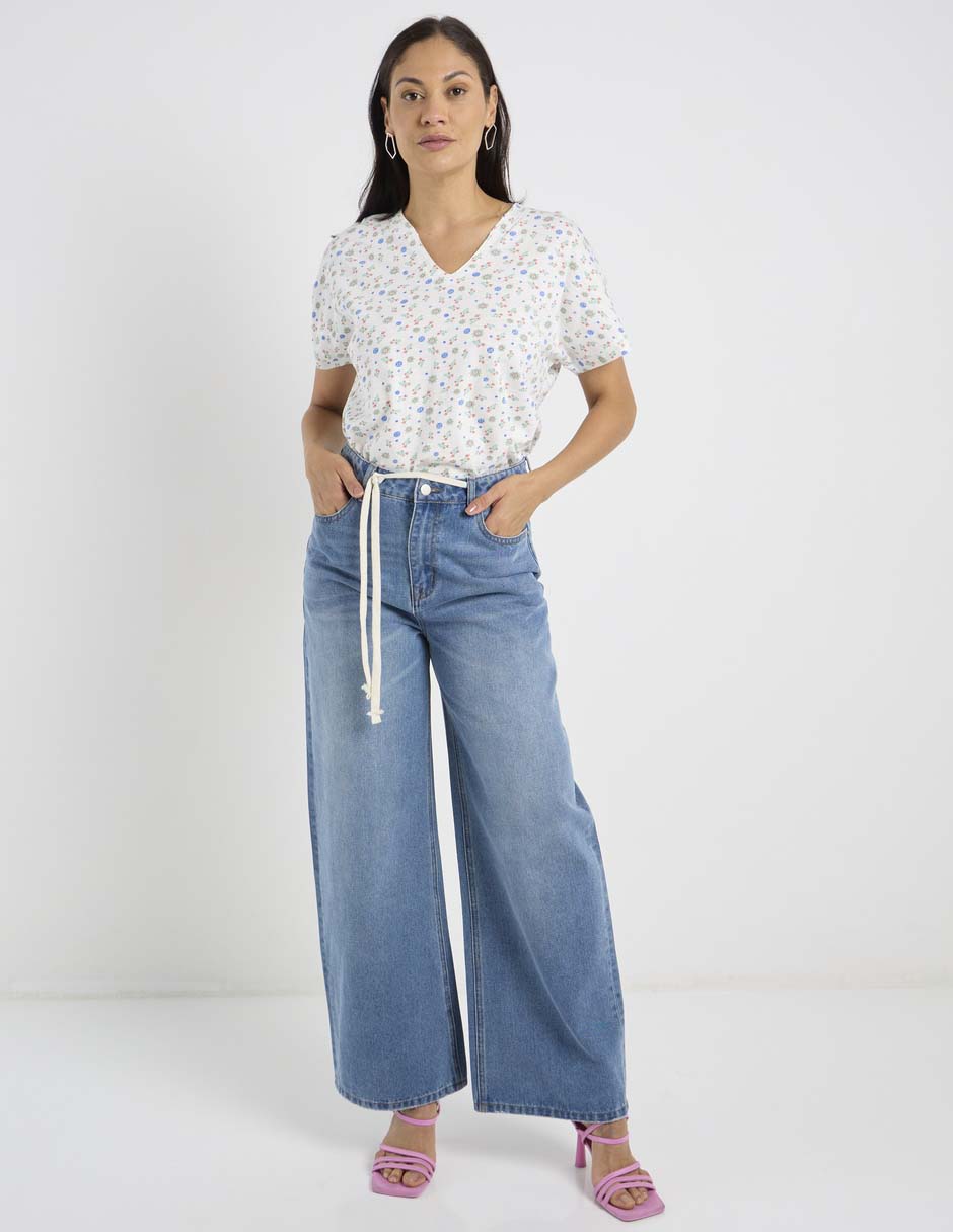 Blusa manga corta cuello v para mujer 3