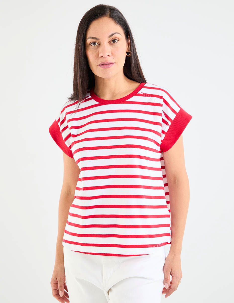 Playera manga corta cuello redondo para mujer